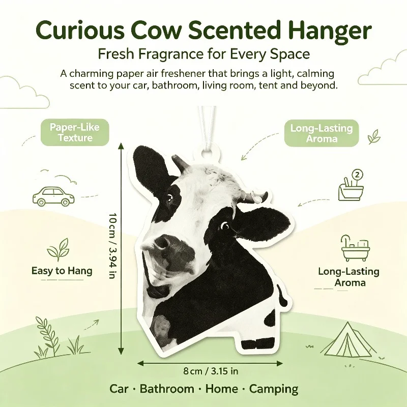 Car Air Freshener Black White Cow Animal Hanging Scent Card for Car Rearview Mirror Decor Ornament Gift