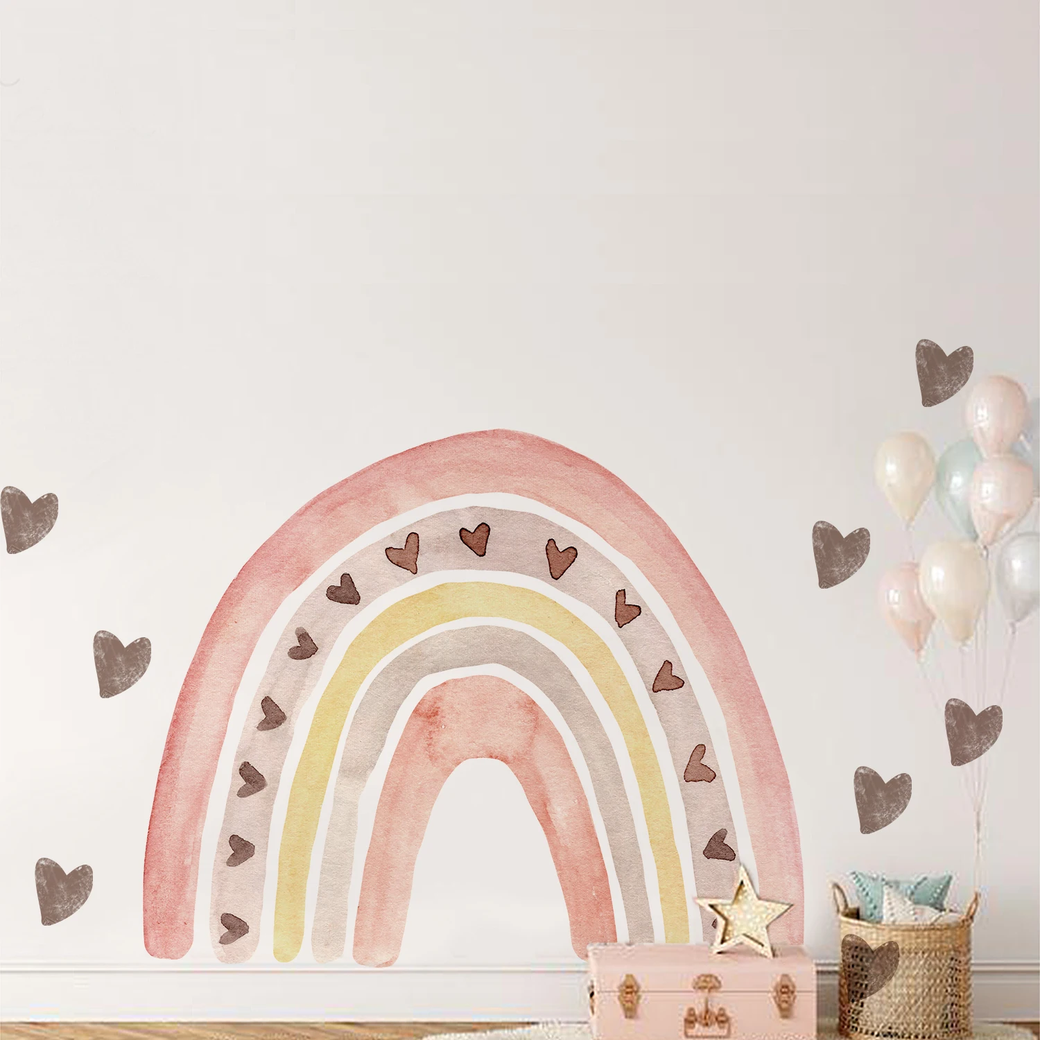 Cartoon Boho Rainbow Wall Sticker Wall Decals Home Decorations Color Mural Sticker Baby Living Bedroom Ornament Home Wallpaper