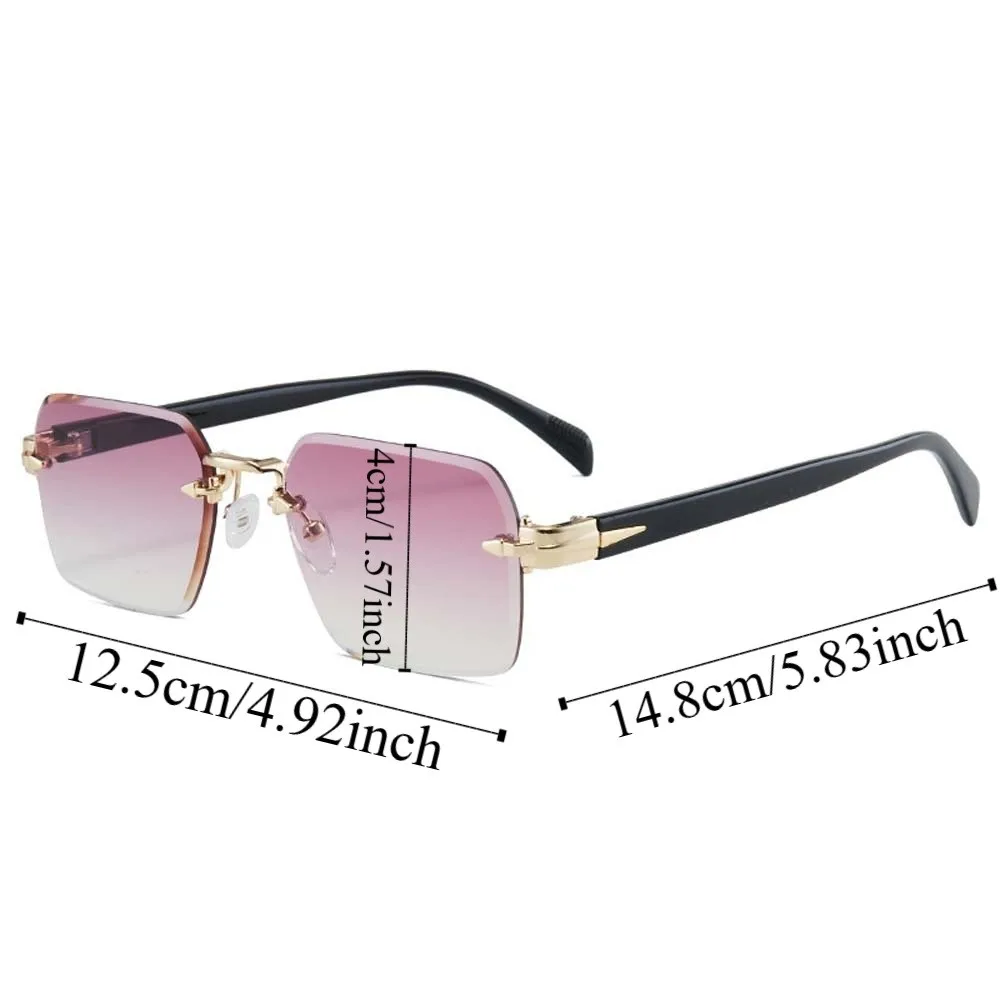 Party Retro Frameless Polarized Sunnies Eyewear Lightweight Square Frame Sunglasses HD PC Anti-UV Glasses Women