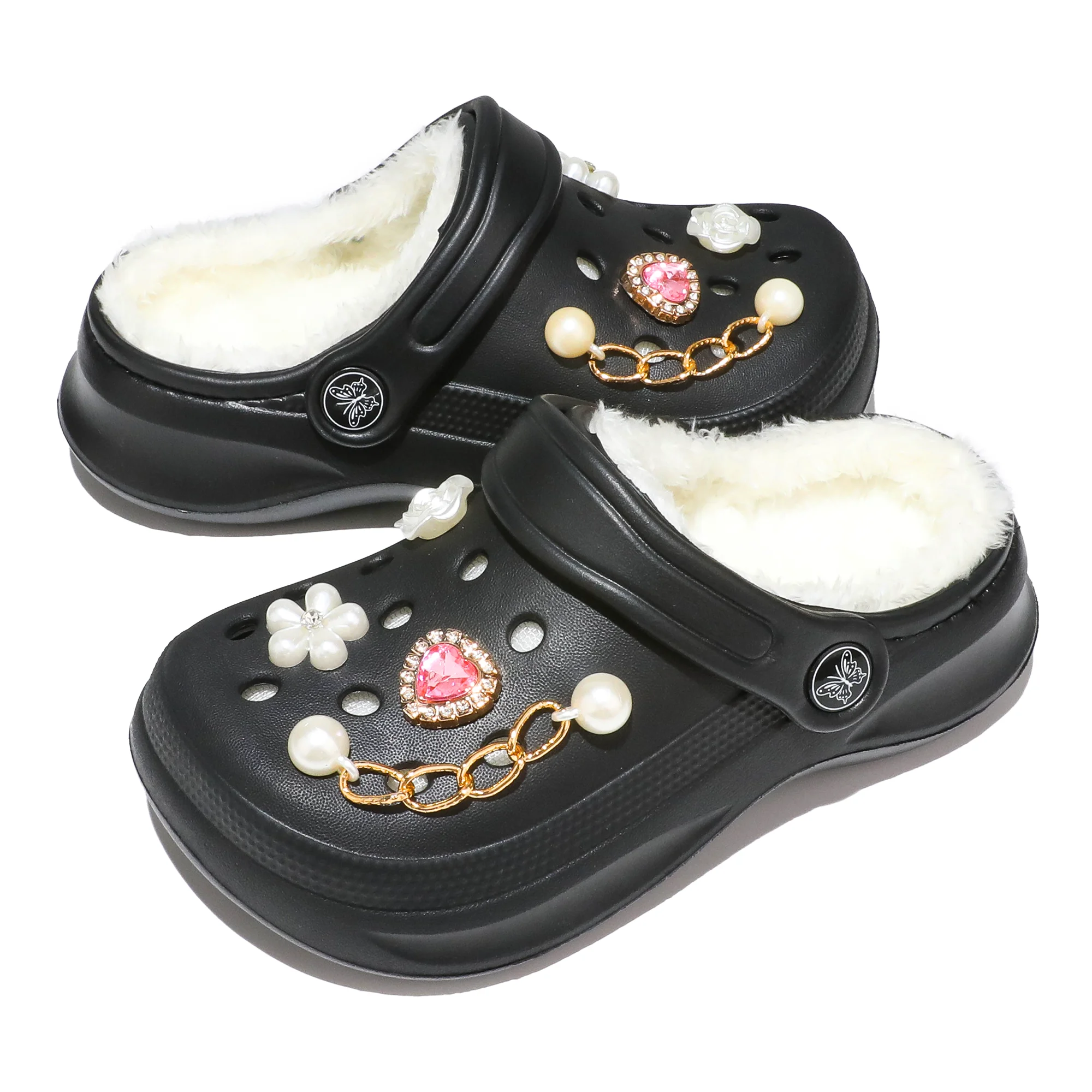 Kinder-Clogs und -Mules mit Fellfutter, leichte Garten-Schuhe mit Baumwollfutter, warme Hausschuhe für Jungen, Mädchen und Kleinkinder, 168. – Detail 14