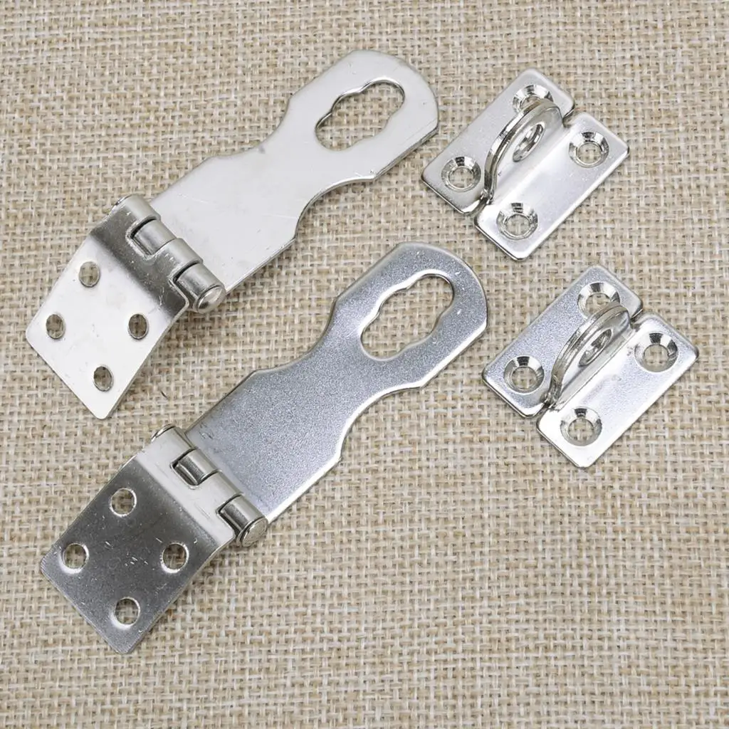 

2 Sets Stainless Steel Deck Safety Hasp Buckle Door Hinge Latch Lock Clasp for Marine Companionway Boat Cockpit Locker Caravan