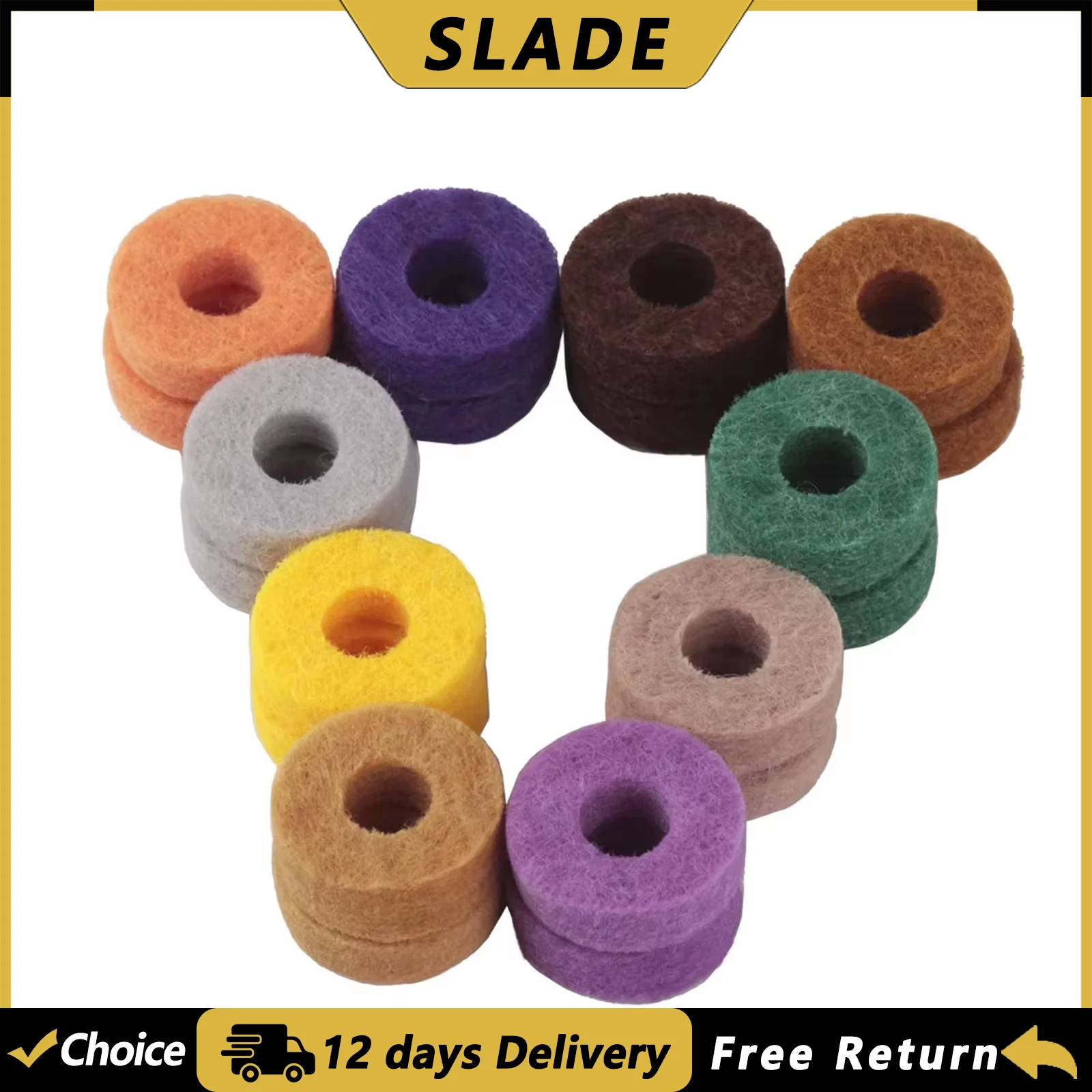 SLADE 20 Pcs/Set Cymbals Felt Pad Multi-color Jazz Drum Stand Protection Felt Replacement Tools Percussion Instrument Accessory