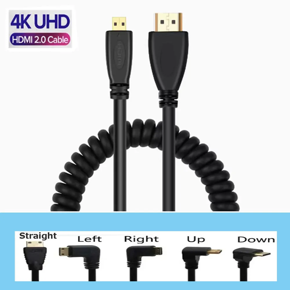 HDMI to Mini HDMI Spring Wire Adapter Cable 4k Hd  Mini HDMI-compatible Cable For Nikon Canon Camera ONDA V116w TV