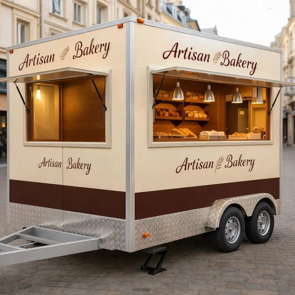 Fresh Fruit Juice Mobile Ice Cream Coffee Food Trailer Truck Fully Equipped Kitchen For Beach Resorts