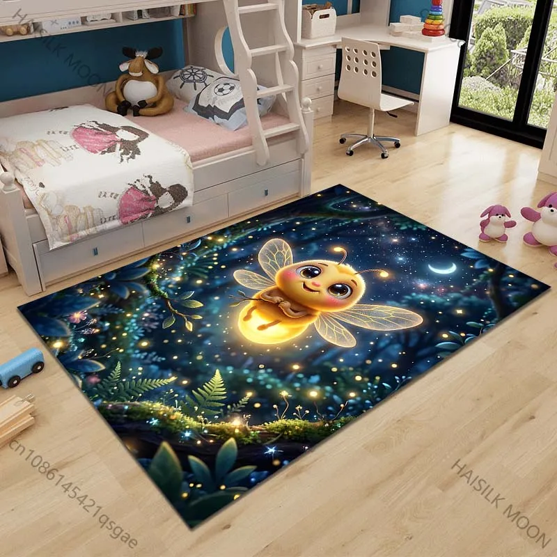 Multiple sizes Firefly flying in night sky Carpet for Living Room Bedroom Sofa Home Decor Rus Non-slip Floor Mat Luxury Gift