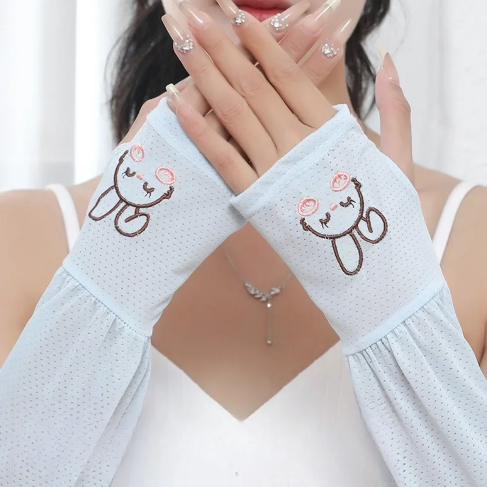 여성과 어린이를위한 귀여운 얼음 실크 태양 보호 슬리브 야외 스포츠 운전을위한 여름 UV 보호 느슨한 냉각 팔 슬리브