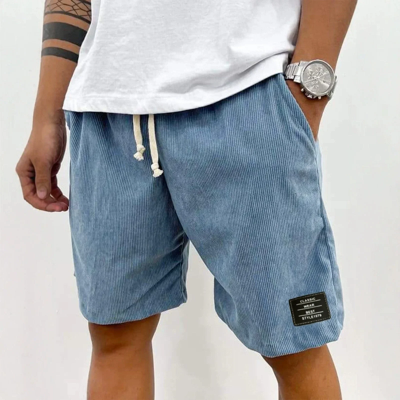 2026 new slim corduroy summer outdoor European and American style five-inch shorts for men, comfortable and casual pants