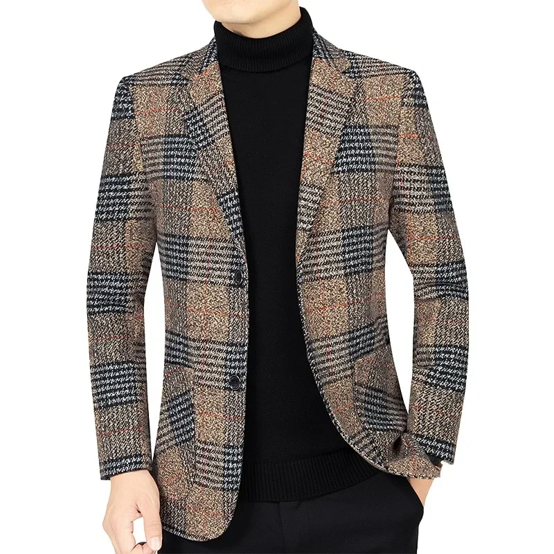 New Autumn Men Plaid Blazers Suits Jackets Male Korean Design Blazers Coats Spring Business Casual Slim Fit Blazers Men Clothing