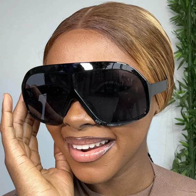 Retro Großen Rahmen Frauen Quadrat Sonnenbrille Marke Schwarz Runde Gradienten Coole Männer Sonnenbrille Ein Stück Designer Pilot Sonnenbrille – Detail 5