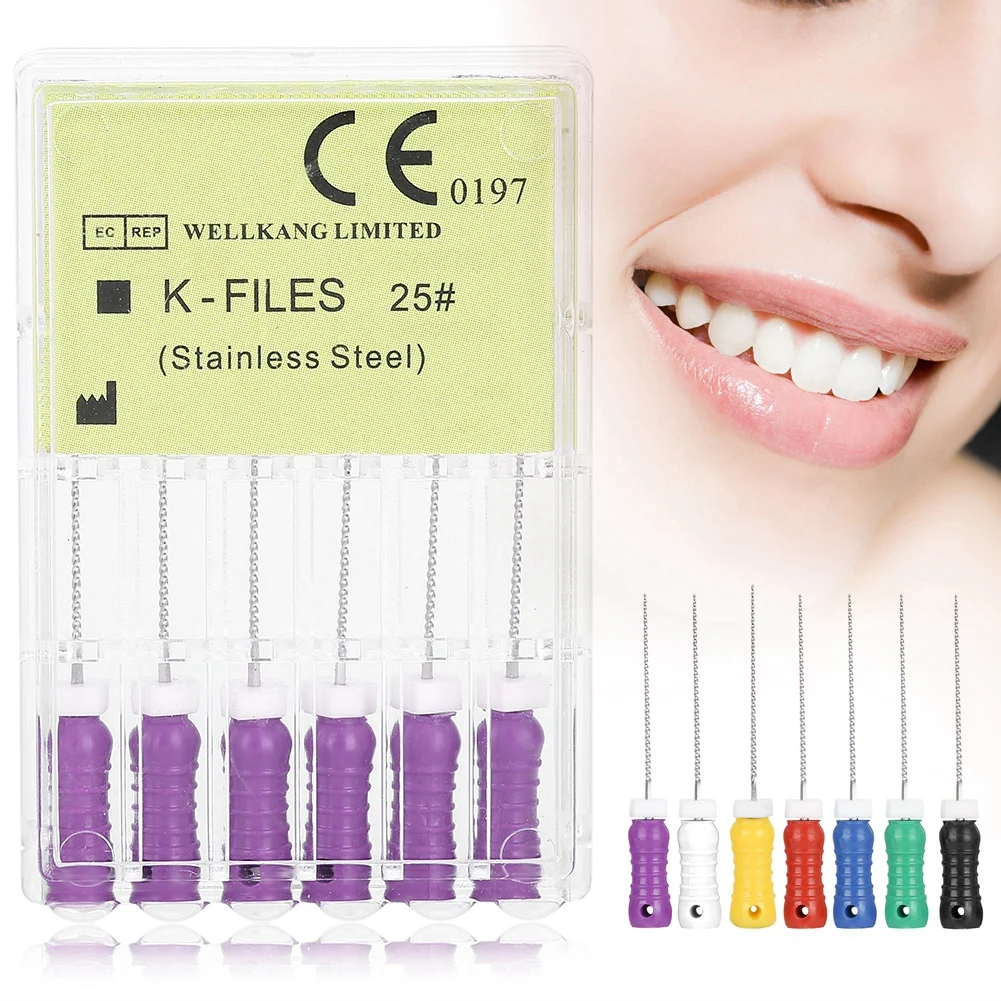 

2 Sets Dental Endo Root Needle K-FILES Dental 21mm SS Root Canal Durable Endodontic Instrument Clean With Holder Multi-color