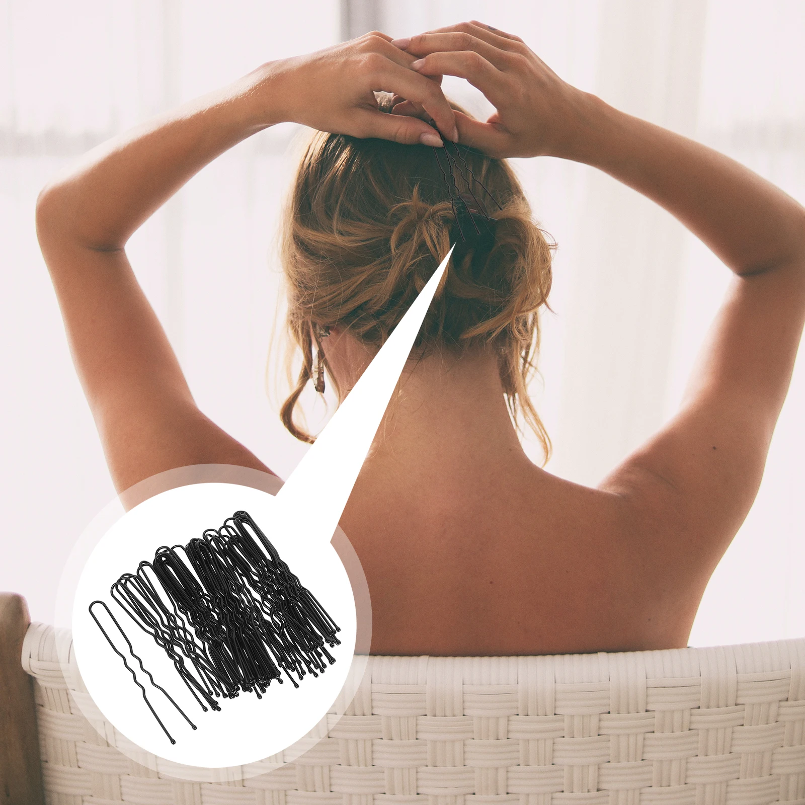

50 Pcs U-shaped Hair Pins Bobby Pins for Women Updo Bun Styling Black Metal Non-slip Coating Easy Hairstyle Wedding Work Party