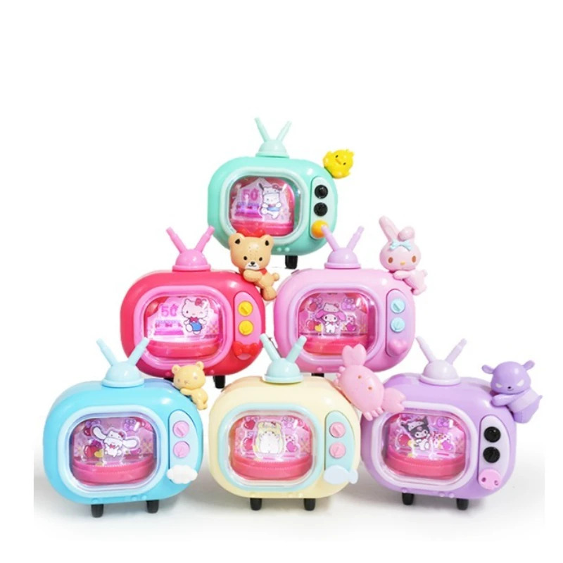 Sanrio hello kitty 50o aniversário portátil tv kuromi brilho caixa cega retro colecionável moda decoração presente
