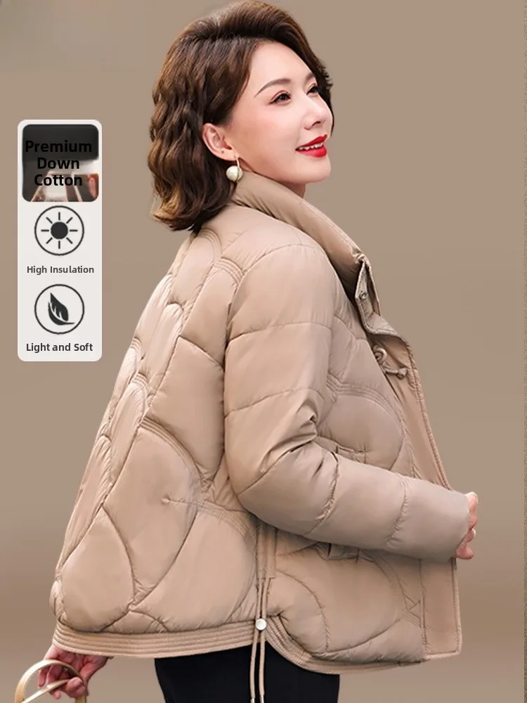

Женская пуховая куртка для осени и зимы, новая модель в китайском стиле, хлопковая одежда для женщин среднего возраста, модная верхняя одежда, пальто
