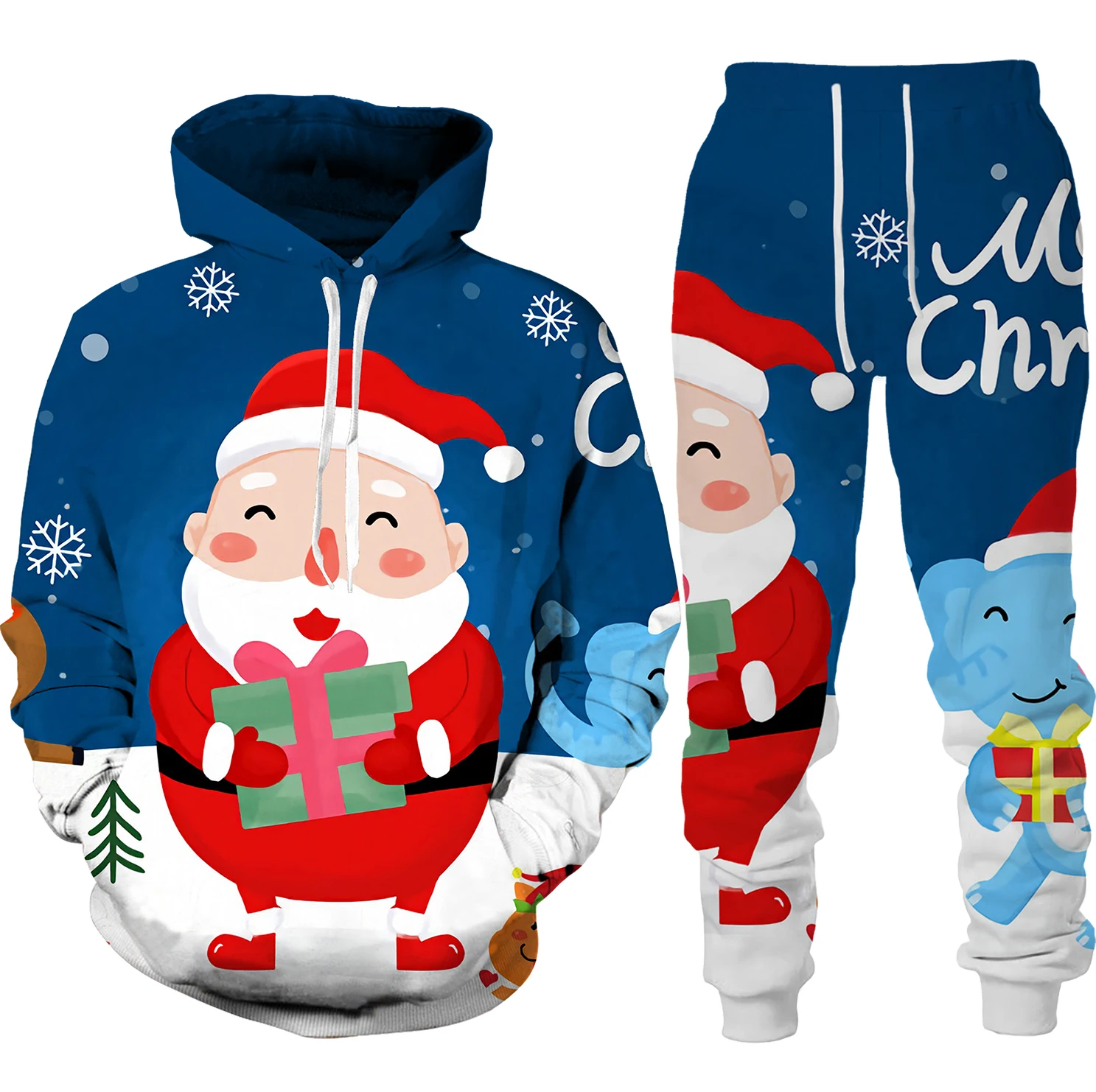 Christmas Santa Claus Autumn Winter 3D Print Boys Girls Tracksuit Set Casual Hoodie And Pants 2pcs Sets Fashion Unisex Clothing