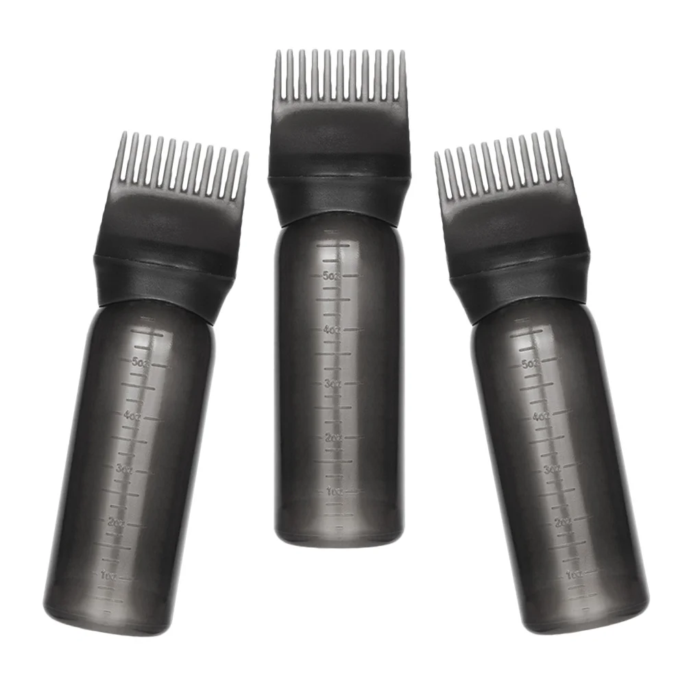 3 szt. 160ML Czarna Butelka na Szampon Olejek do Włosów Aplikator Grzebień do Farbowania Salon Domowy Lekki Przenośny Wielokrotnego Użytku Plastik