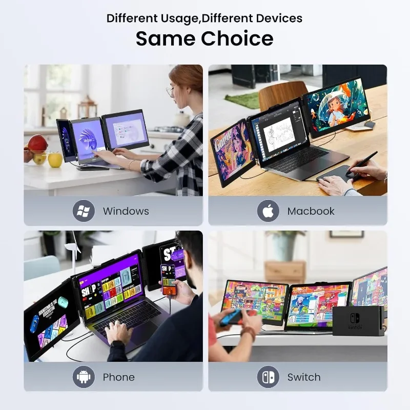 موسع شاشة الكمبيوتر المحمول Kwumsy S2 ثلاثي شاشة الكمبيوتر المحمول موسع الترا سليم 14 "1080P FHD IPS شاشة محمولة لأجهزة الكمبيوتر المحمول