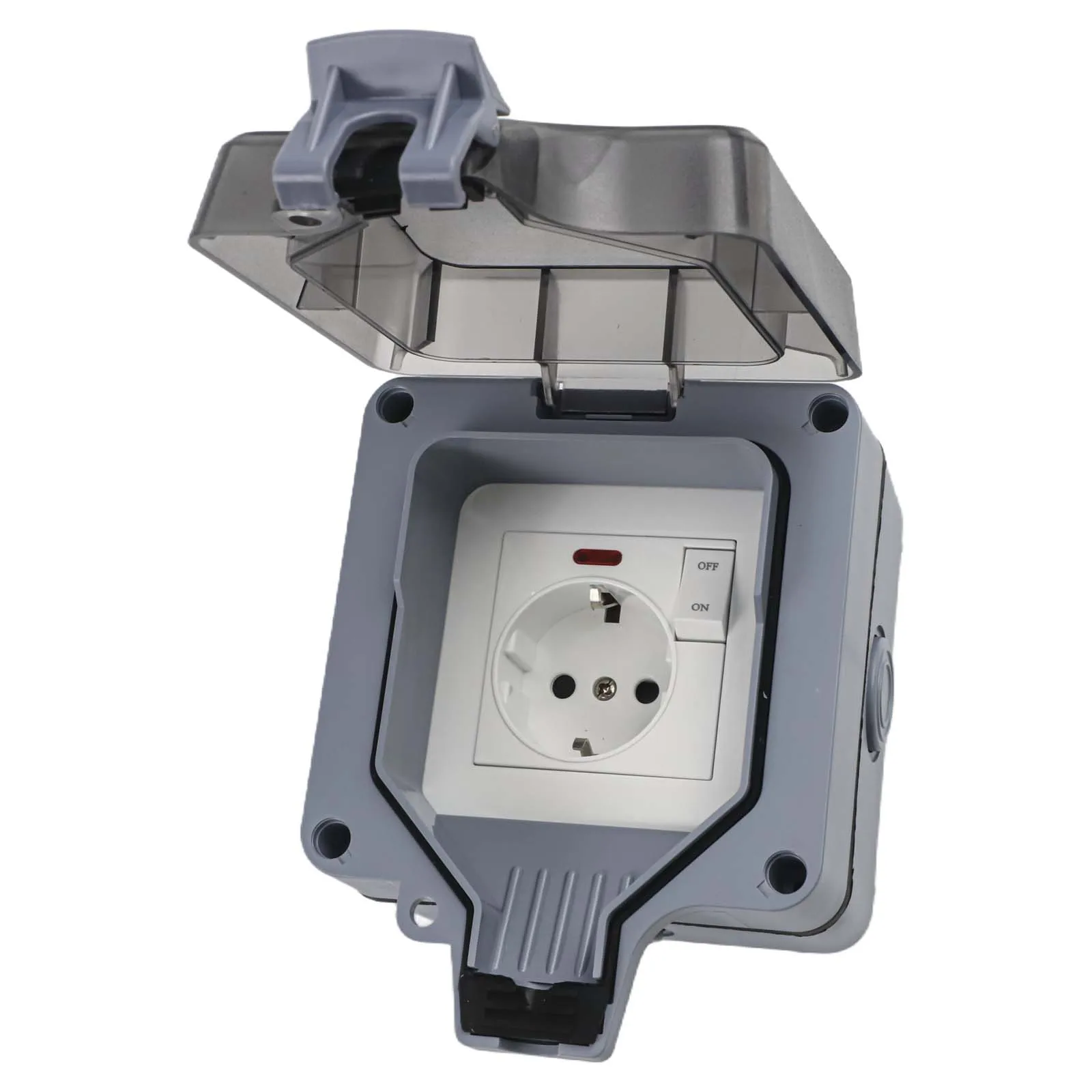 Manténgase una fuente de alimentación confiable para exteriores con enchufe impermeable IP66, luz indicadora, enchufe de pared de 1 vía 16A