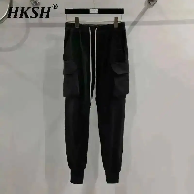 HKSH Men'stide Dark Wszechstronna odzież robocza Casual Pocket Decoration Slim Fit Długie spodnie Bawełniana moda RO Style Chic Trousers HK1386