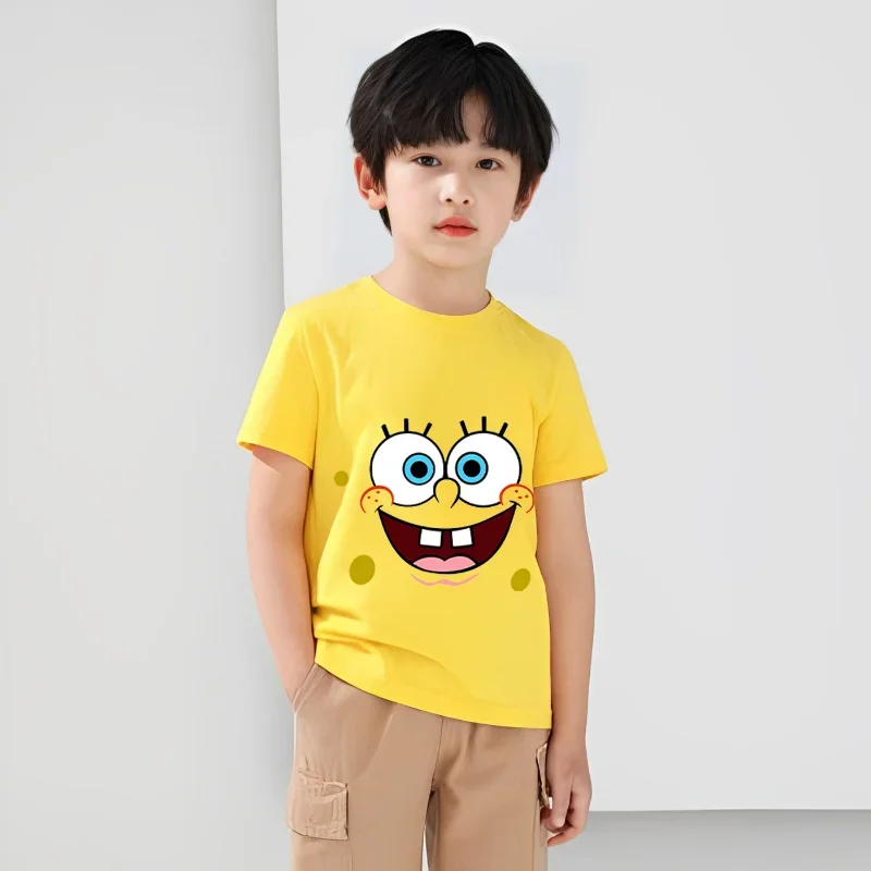 SpongeBob SquarePants abbigliamento per bambini Anime Summer manica corta Cute Patrick Star Clothes t-shirt in cotone Cartoon Kids Tops Hot