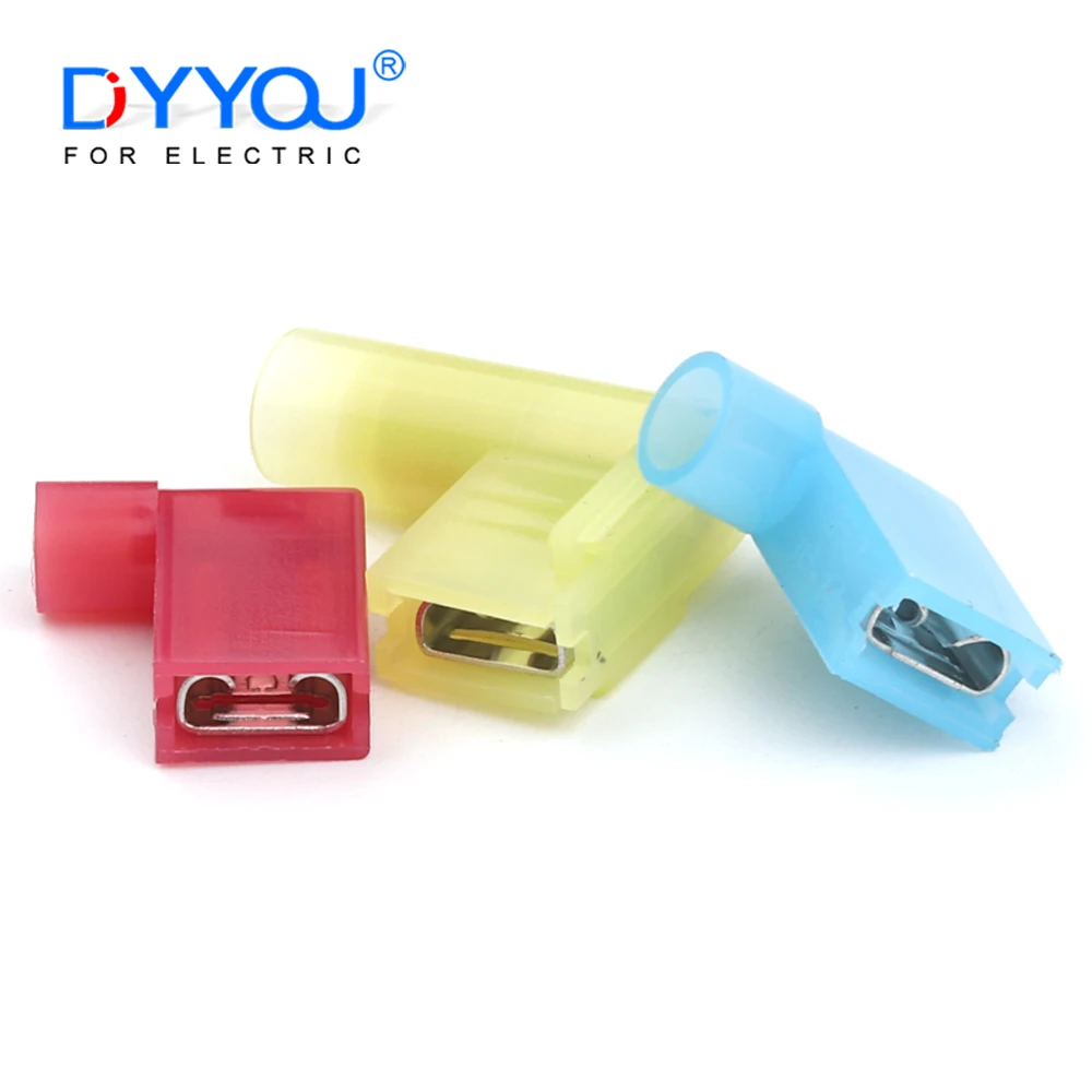 25PCS 6.3mm Nylon Flag Female Terminal Quick Wiring Connectors Terminator Insulated Female Flag Wire Connector Crimp Termina