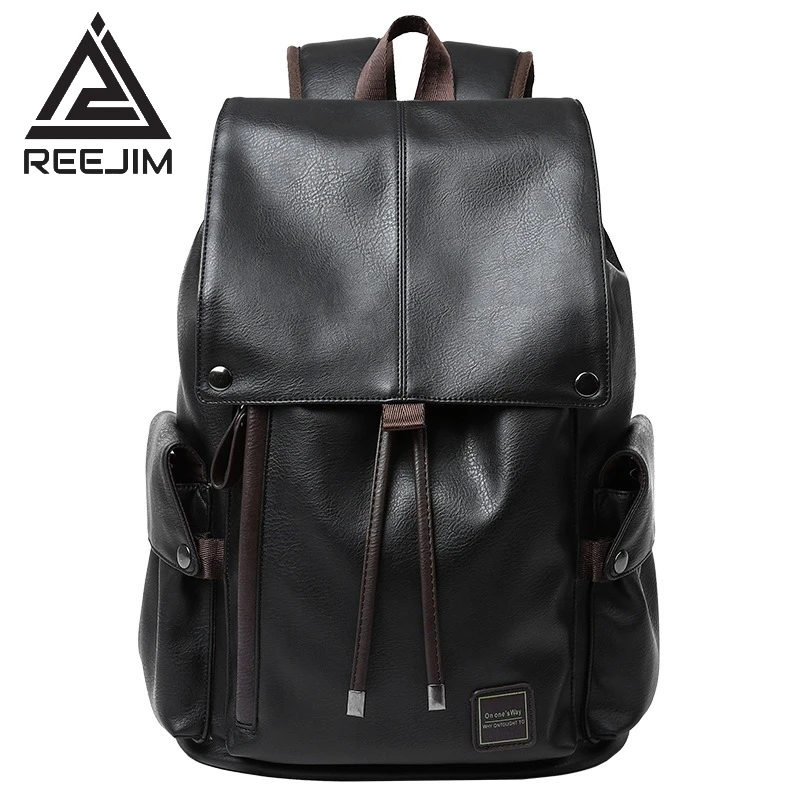 Large capacity backpack men's leather fashion travel bag school bag casual men's bag fashion trend 16 inch computer backpack