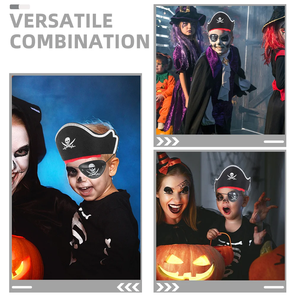 ชุดคอสตูมโจรสลัดฮาโลวีน 6 ชิ้น หมวกโจรสลัด ผ้าปิดตา ชุดแต่งกายปาร์ตี้ สำหรับเด็ก คอสเพลย์ หมวกคลาสสิก