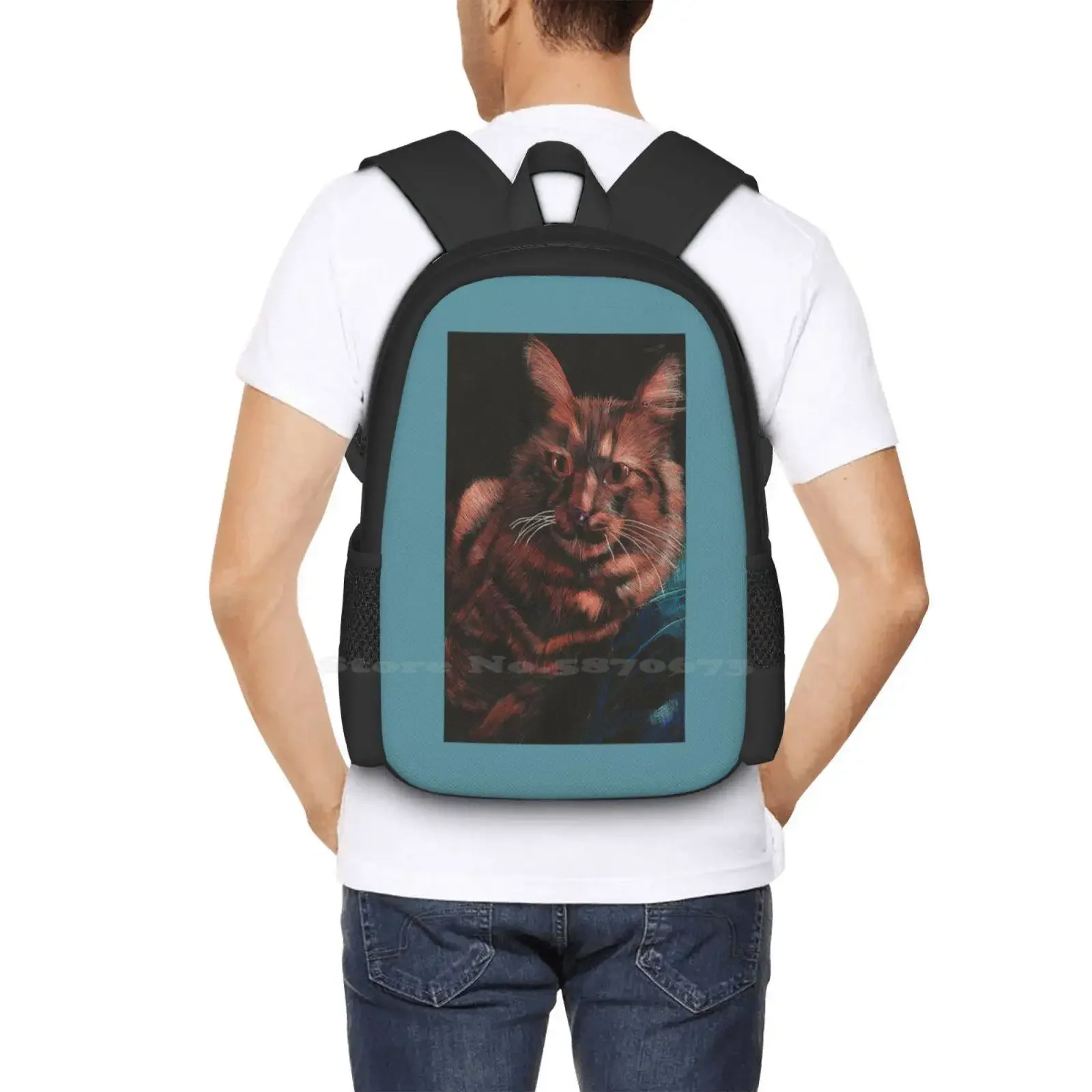 البرتقال هريرة حار بيع المدرسية على ظهره حقائب الموضة هريرة القط البرتقال Longhair لطيف خدش الحيوان الحيوانات الأليفة #6