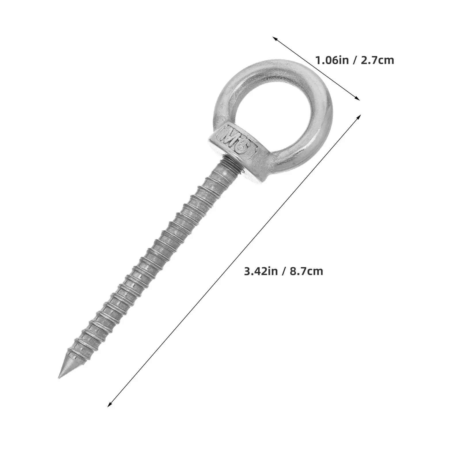 4pcs Stainless Steel Eye Bolt Screws M6x60mm Heavy-Duty Self-Tapping Hooks for Ceiling, Swings, Hammocks, Wall