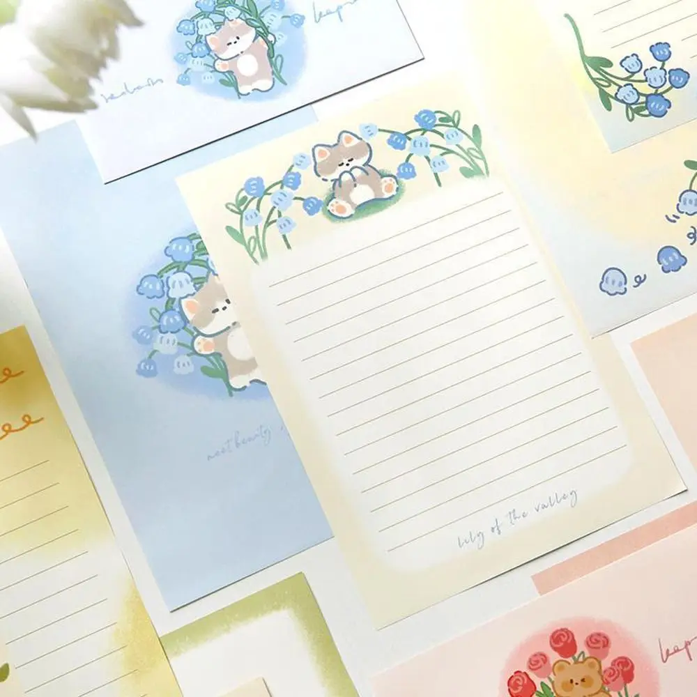 

School Office Flower Animal Envelopes Writable Dog Cat Letter Paper Cartoon Sealing Stickers Stationery Paper Greeting Cards