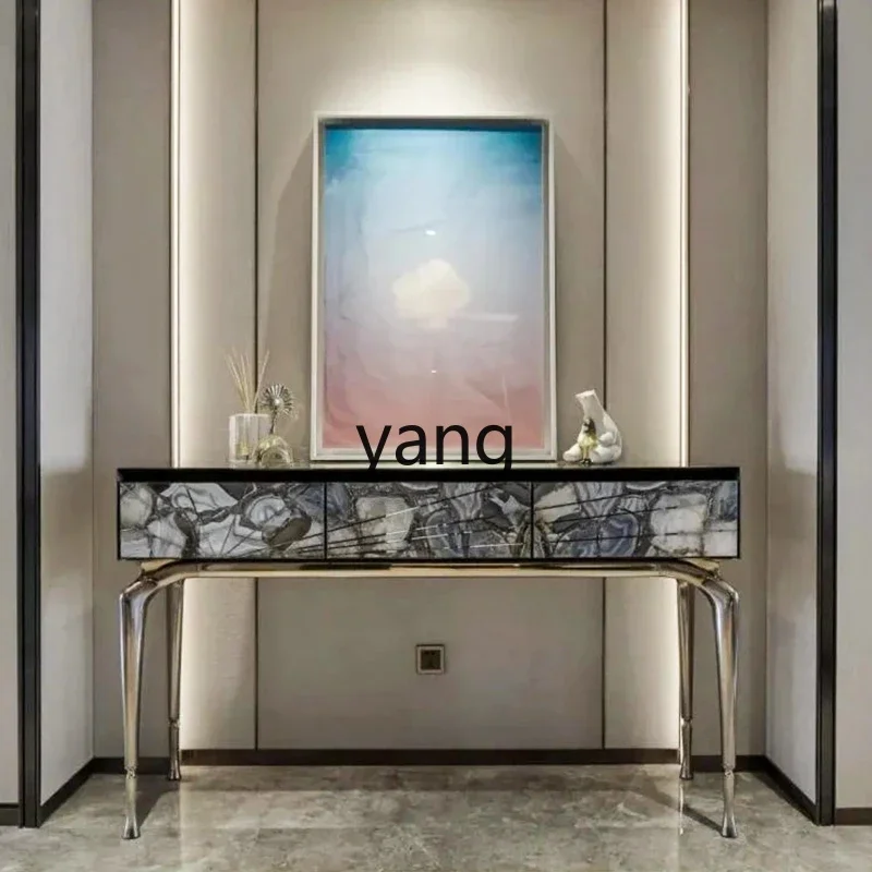 L'm'm Light Luxury Agate Stone Hallway Simple  Living Room Entrance Stainless Steel Console