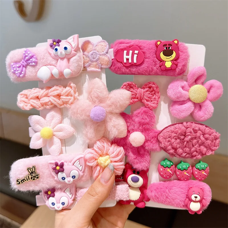 

Disney lotso Autumn Winter Children's Hair Clips Cute Baby Plush Hair Clips Little Girl Headwear Forehead Clip Hair Accessories