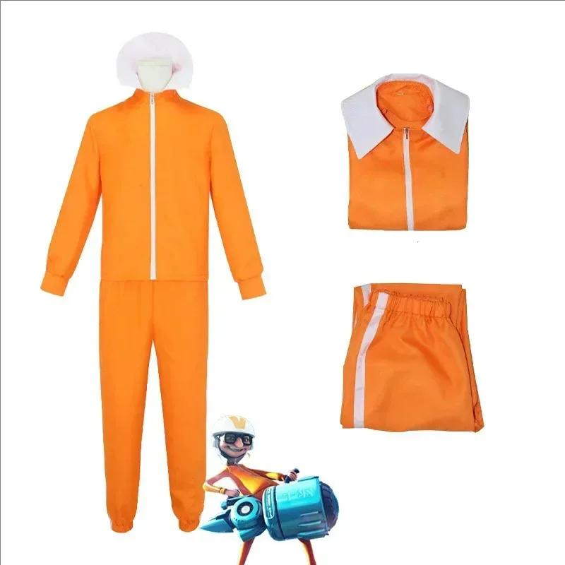 CyMovie Vector Cosplay Costume Orange Jakect Pant Glasses Outfits Set Minion Thief Dad Gru Costume Halloween Fancy Party Suit