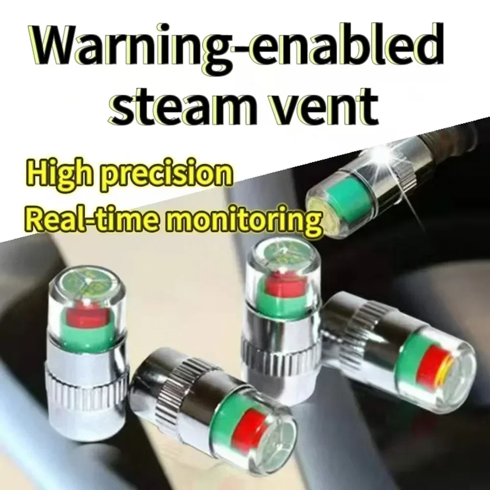 2/4pcs Motorcycle Car Tire Pressure Monitor Valve Cap Sensor Indicator Eye Alert Auto Tire Pressure Inspection Tool Tire Valve