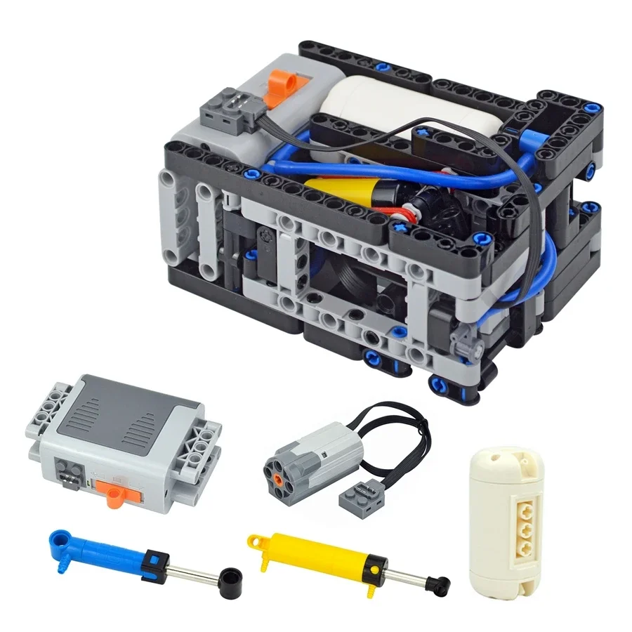 Bricks Technical Pneumatics Automatic Electric Compressor Building Blocks Model Toys with Motor Pneumatic Airtank DIY Leduo