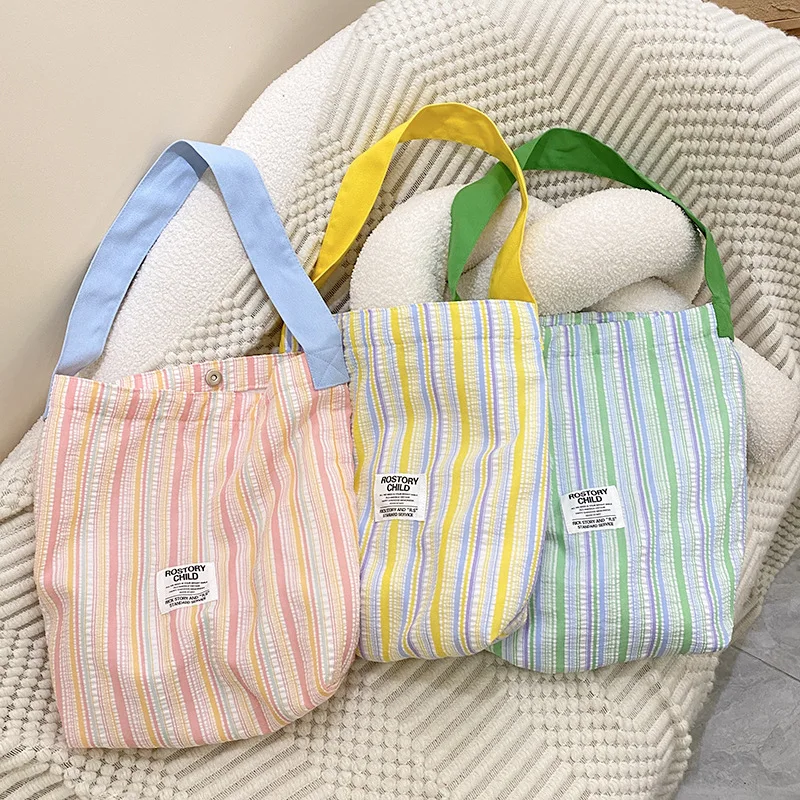 Stylish Stripe Canvas Tote Bags - Beach, Shopping & Daily Carry, Multi-color Options, Lightweight & Durable, Perfect For Unisex