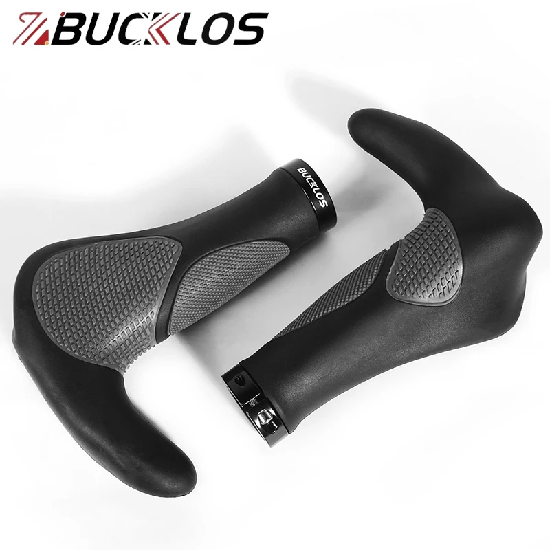 bucklos-バイクハンドルバーグリップ、拡張人間工学に基づいたバー、滑り止めゴム製バイクグリップ、耐久性のあるmtbカフ、自転車アクセサリー
