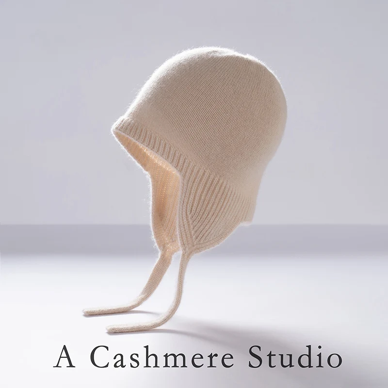 

Women's 100% pure cashmere hat warm knitting hat thickened Fried Dough Twists ear protection hat casual pullover hat