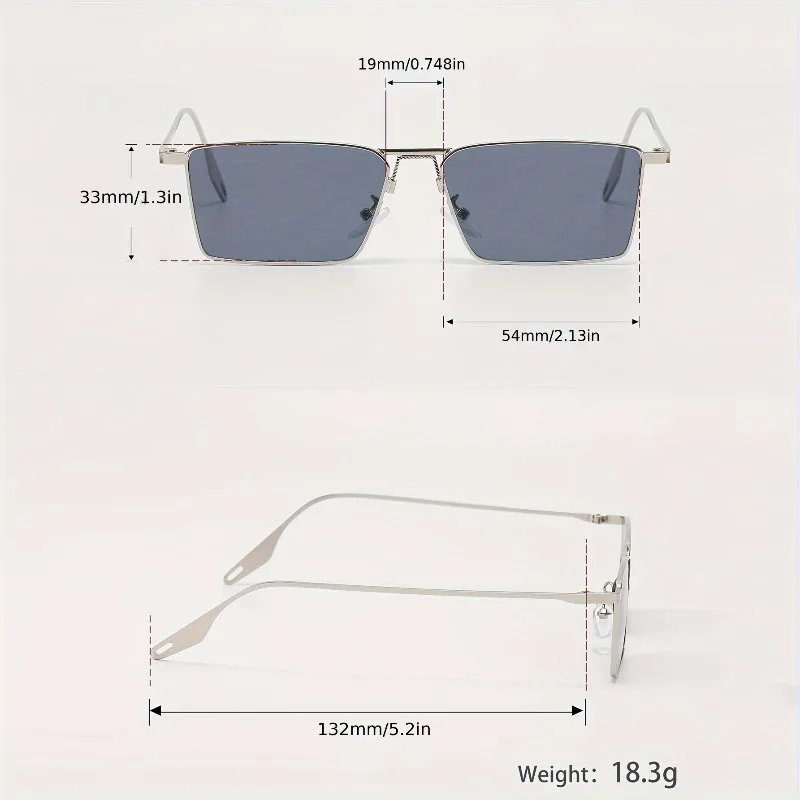 Modische Rechteckige Personalisierte Unisex-Brille aus Metall, Europäische und Amerikanische Retro-Sonnenbrille im Modestil – Detail 7