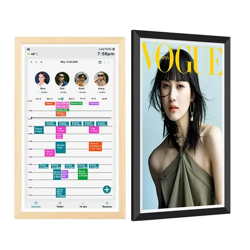 Wall Mount 21.5inch Wifi MP4 MP3 Clock Video Playback Art Wood Digital Photo Frame Smart Android Picture Album Frames for