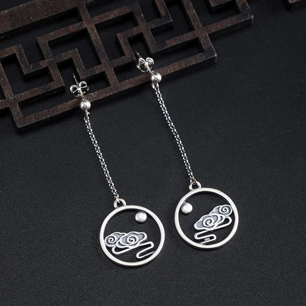 

Auspicious Cloud Earrings Dangle Drop Silver Women Temperament Fashion Jewelry Ear Dangle Lightweight Durable Match Clothing