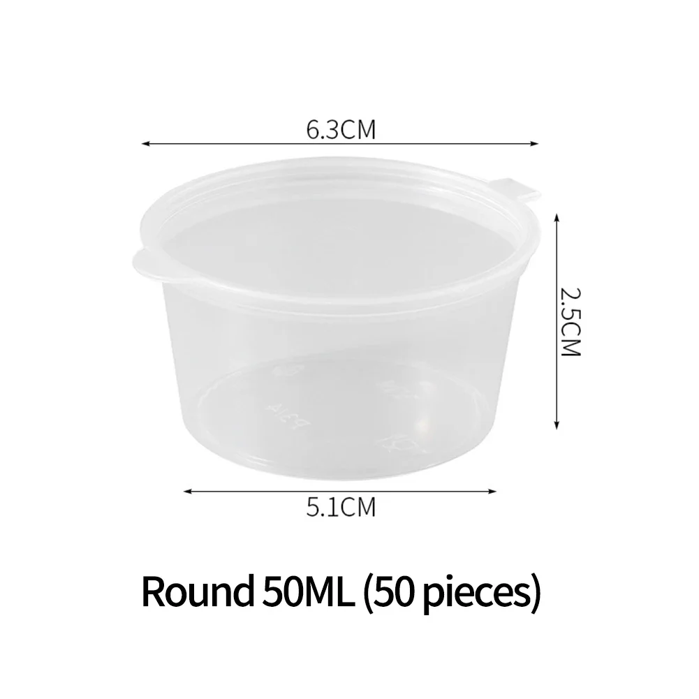 50PCS Transparent Plastic Souffle Cups With Lids – Perfect For Serving Storing And Transporting Sauces And More