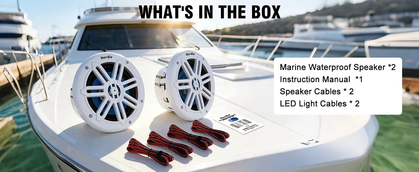 Herdio 8 Zoll Marine-Lautsprecher 450W IP66 Wasserdichter Koaxiallautsprecher mit Blauer LED-Beleuchtung für Boote, ATV UTV mit UV-Beständigem Weiß – Detail 6