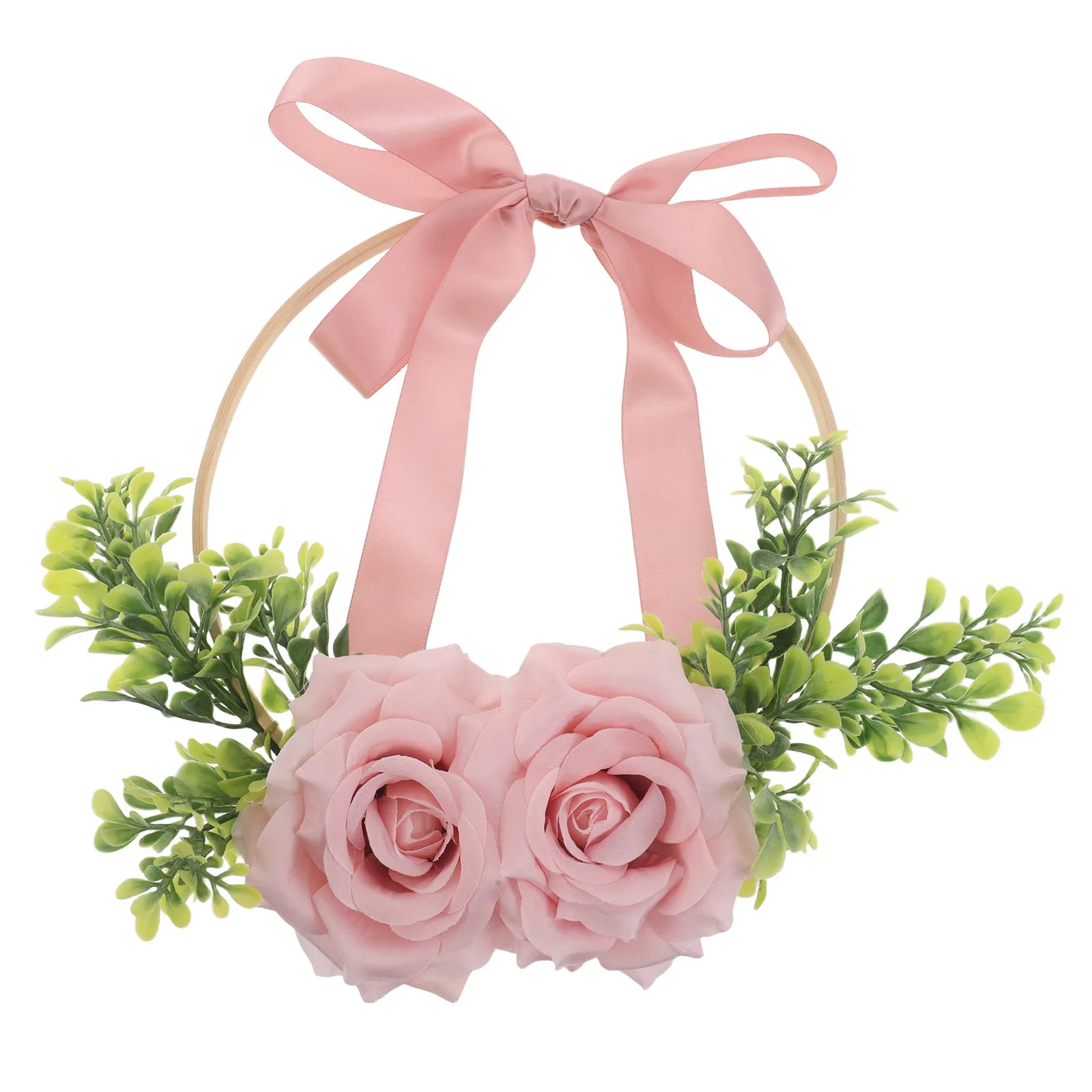 

Artificial Flower Wreath Rose Lifelike Details Lightweight Portable Wedding Floral Hoop Wreath Door Entrance Living