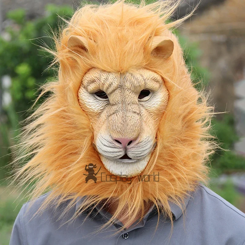 Máscara de leão de látex, macia, engraçada, festa, máscaras de animais, cabelo de leão, adulto, coringa, máscara de halloween, fantasia, bola, adereços, tamanho único