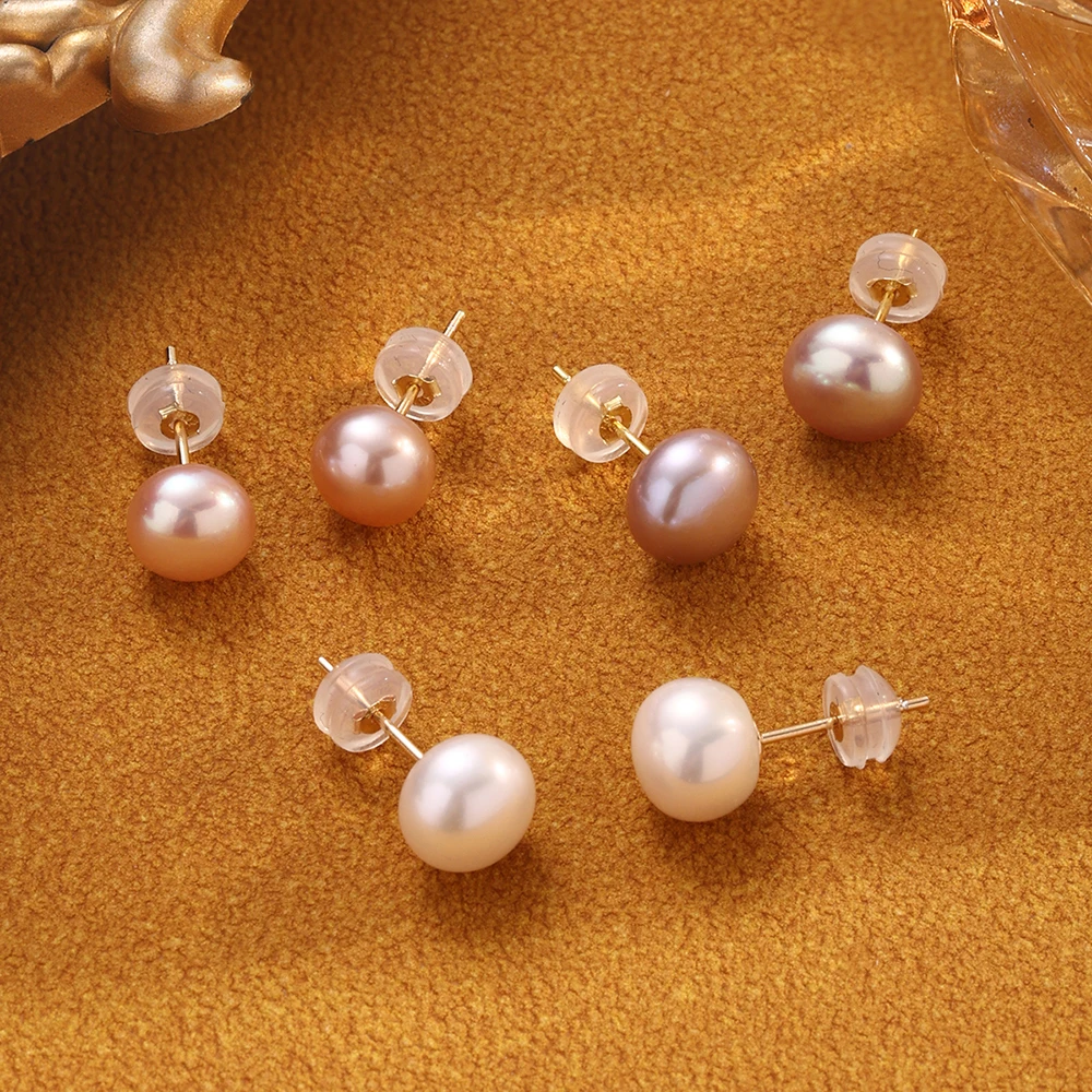 

FTCY 100% Natural Freshwater Pearl Stud Earrings for Women Real 925 Sterling Sliver Earring For Women Jewelry with Gift Box