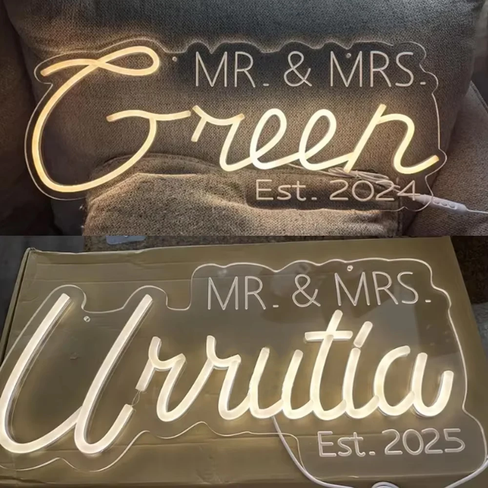 Name Custom Neon Sign Wedding Led Wall Decor Dimmable Room Decoration For Wedding Party Home Engagement Proposal Ceremony Lamp