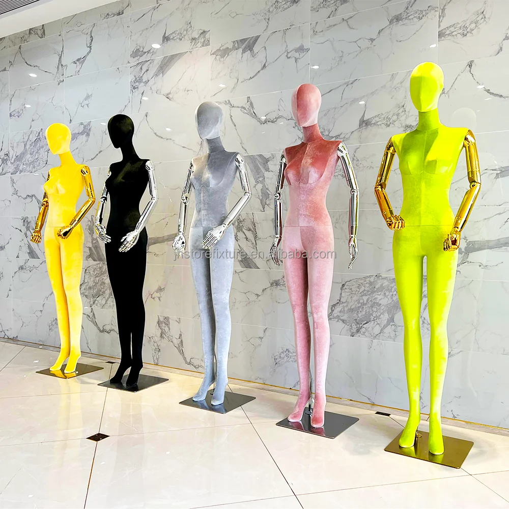 Live Shot Dress Form Mannequins Women Velvet Full Body Standing Female Mannequin Display Clothes for Shop