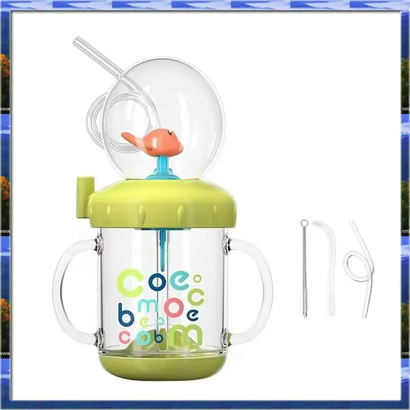 AS59 -Tumbler para fonte de baleia 220ml - removível, tampa de palha, design à prova de poeira, armazenável - verde grama