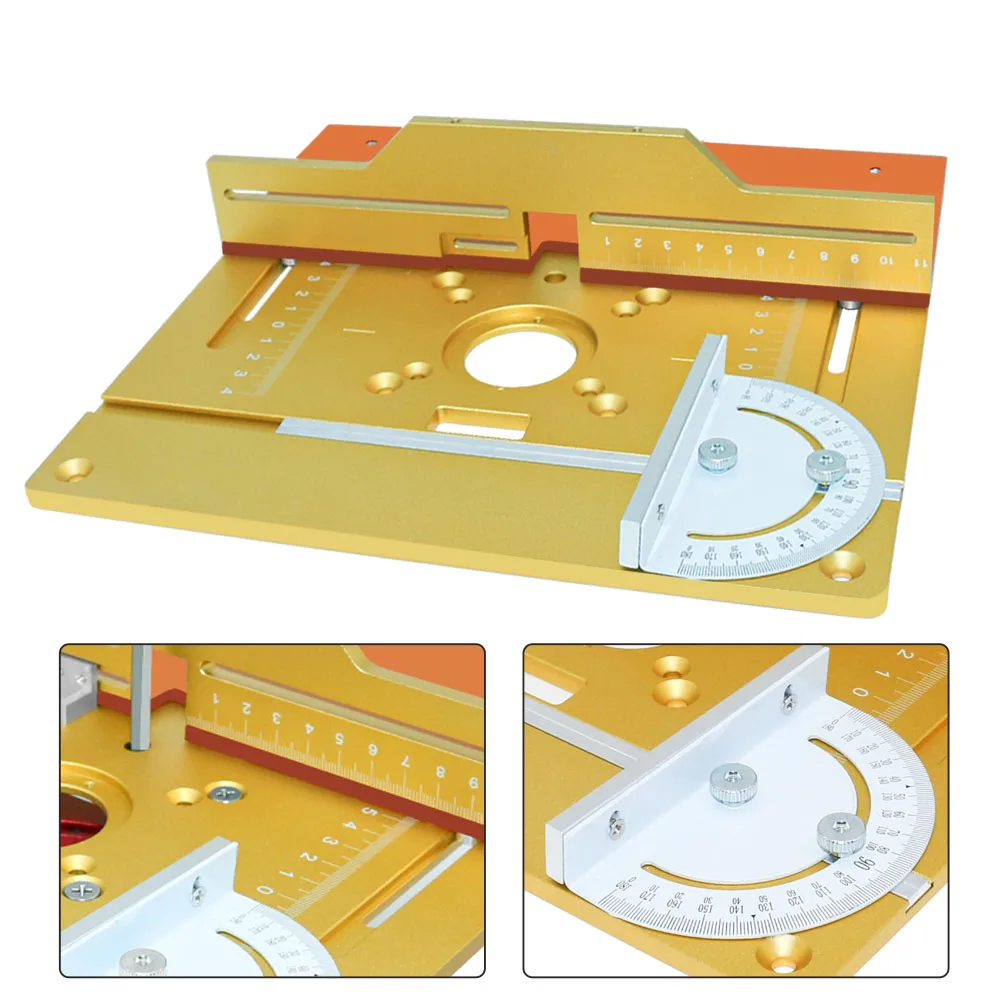 Upgraded Aluminium Router Table Insert Plate Woodworking Tool Set with Miter Gauge and Sliding Tenoning Fence for Router Table