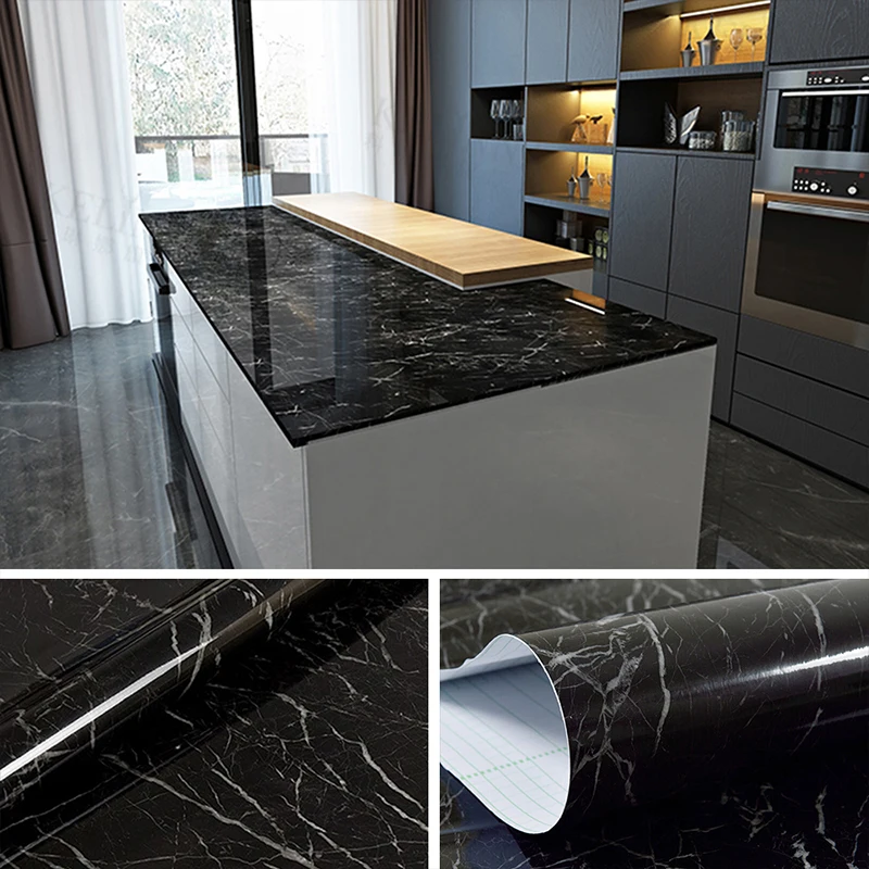 80cm Waterproof Marble Wall With Oil Proof Kitchen Stickers Cabinet Table Countertop Refurbished Self-adhesive PVC Wallpaper